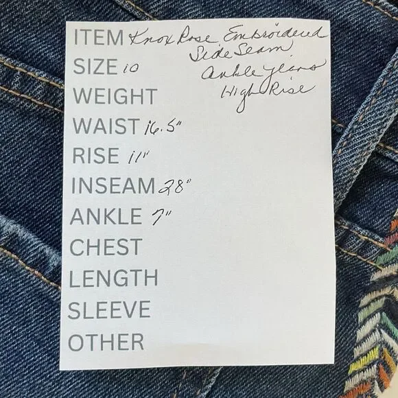 Knox Rose Jeans Women's 10 Medium Wash Embroidered Straight Leg Ankle Boho NEW - Picture 10 of 10